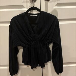 Elegant Black v-neck Women's Top